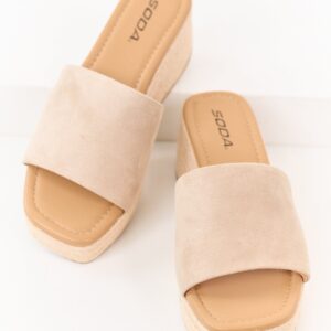 Almond Faux Suede Strap Espadrille Platform Wedges
