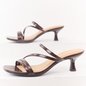 Chocolate Faux Leather Strappy Open Toed Heels
