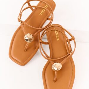 Cinnamon Faux Leather Gold Hardware Sandals