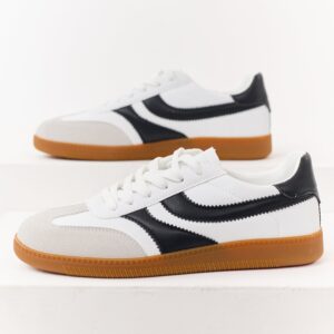 Off White Contrast Detail Lace Up Sneakers