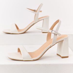 Vanilla Square Toe Ankle Strap Heels
